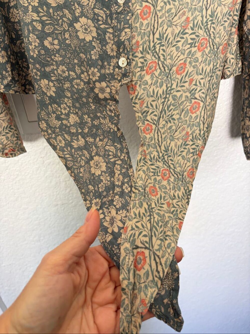 Natural Life Lola Mixed Floral Patchwork Tie Front Blouse Top Rayon Boho Size L - Picture 8 of 12